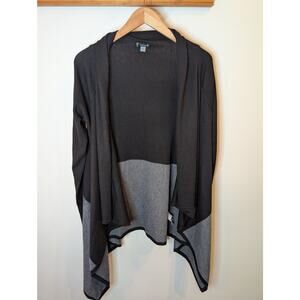 Smartwool Wool Blend Waterfall Cardigan Gray Colorblock Open Front Drape Large